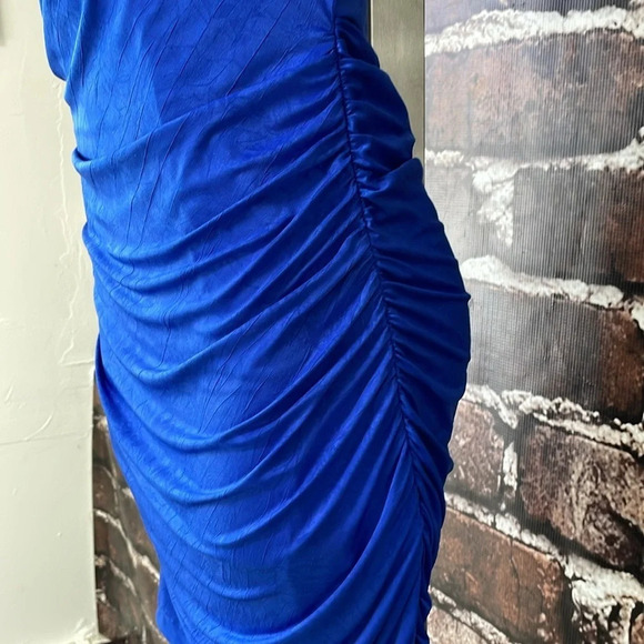 Aidan Maddox Dress Women's 6 Blue Bodycon Short Sleeve Scoop Neck Knee Length - Picture 10 of 17